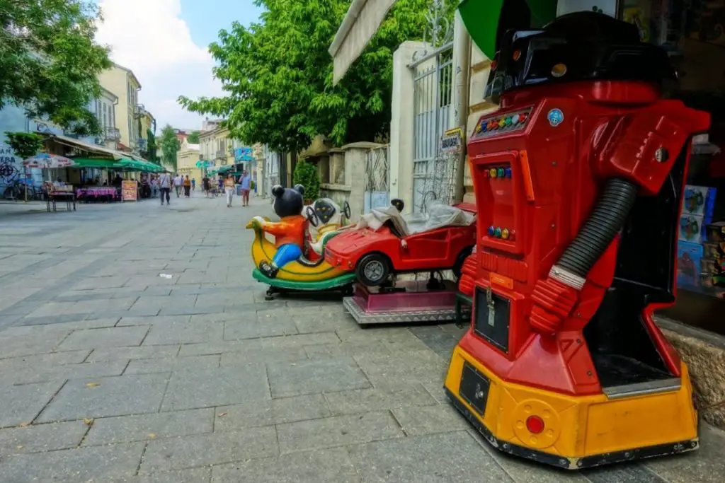 This section of Širok Sokak Street has a retro vibe.
