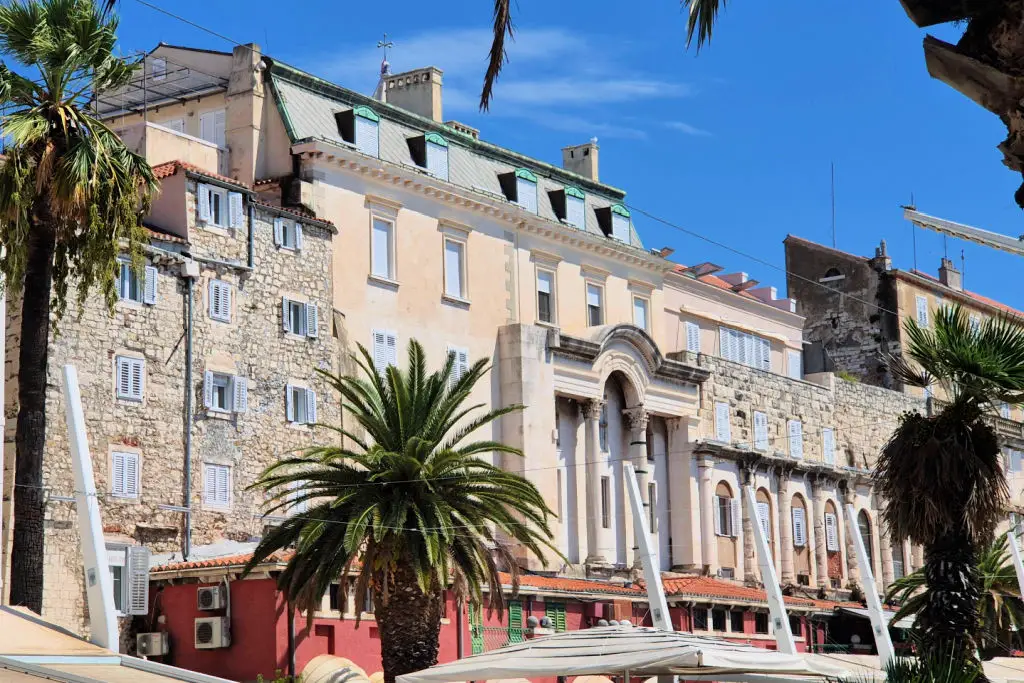 Diocletian's Palace historic buildings along Split's Riva waterfront promenade