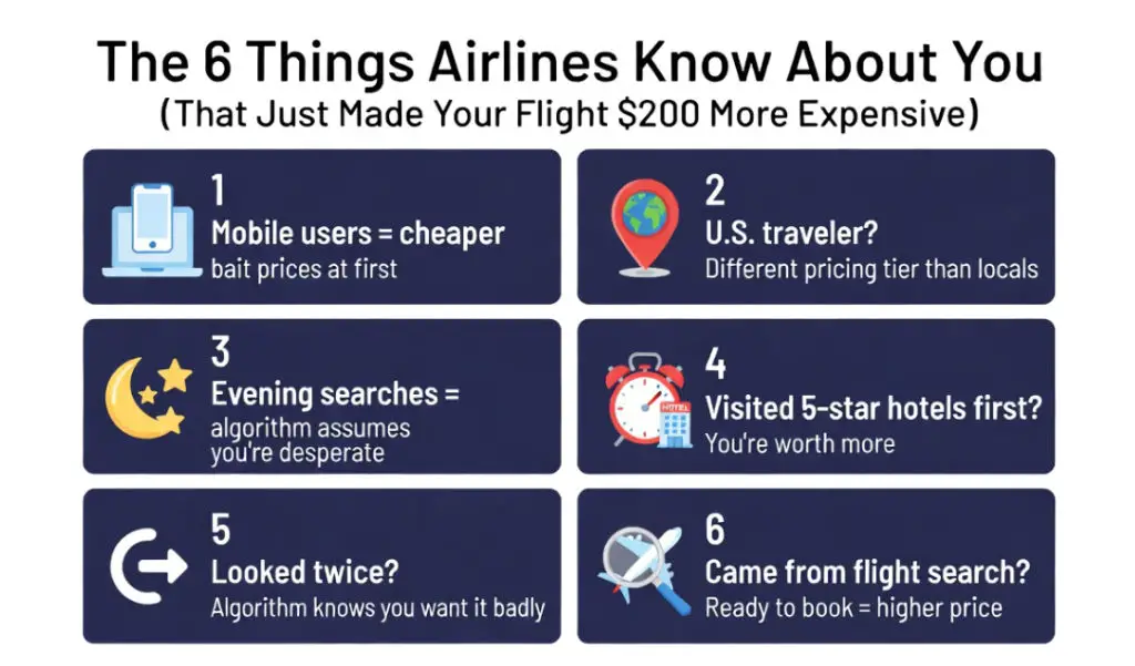 Infographic showing the 6 data points the algorithm tracks