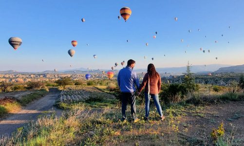 hot air balloon skyline goreme cappadocia morning sunrise