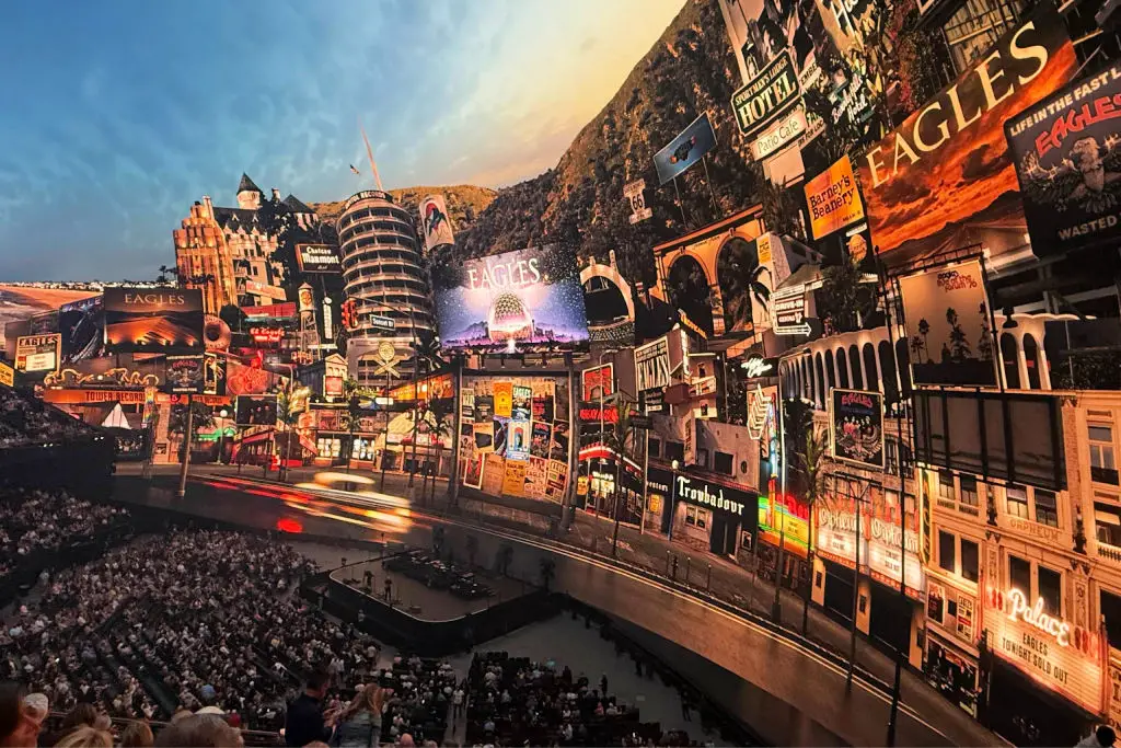 interior las vegas sphere during eagles concert