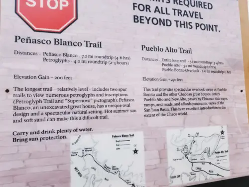 Chaco Canyon Pueblo Alto Trail Sign
