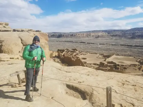 Chaco Canyon Pueblo Bonito Overlook End of Trail Sign Roped off