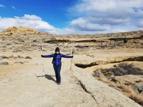 Chaco Canyon Pueblo Bonito Walking trail on cliff