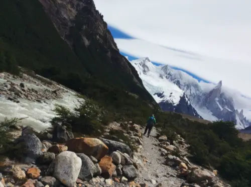 Patagonia El Chalten Cerro Torre and Fitz Roy Hiking Trails Next to river