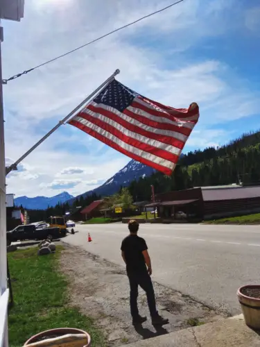 Yellowstone itinerary cooke city general store american flag