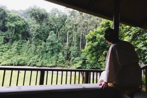 exploring borneo island chalet balcony outdoor tub