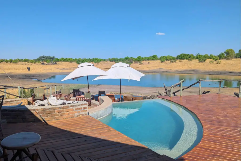 somalisa camp zimbabwe watering hole with plunge pool